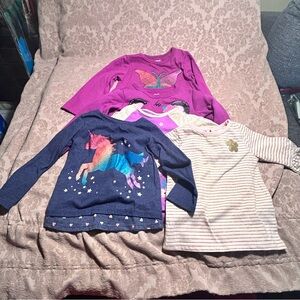 Lot Of 5 Girl Long Sleeve & Sweaters 2T Mix Brands Toddlers Pre-Owned